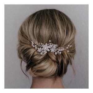 SWEETV Bridal Hair Comb Pin Rhinestone Pearl Wedding Hair Accessories Bridesmaid